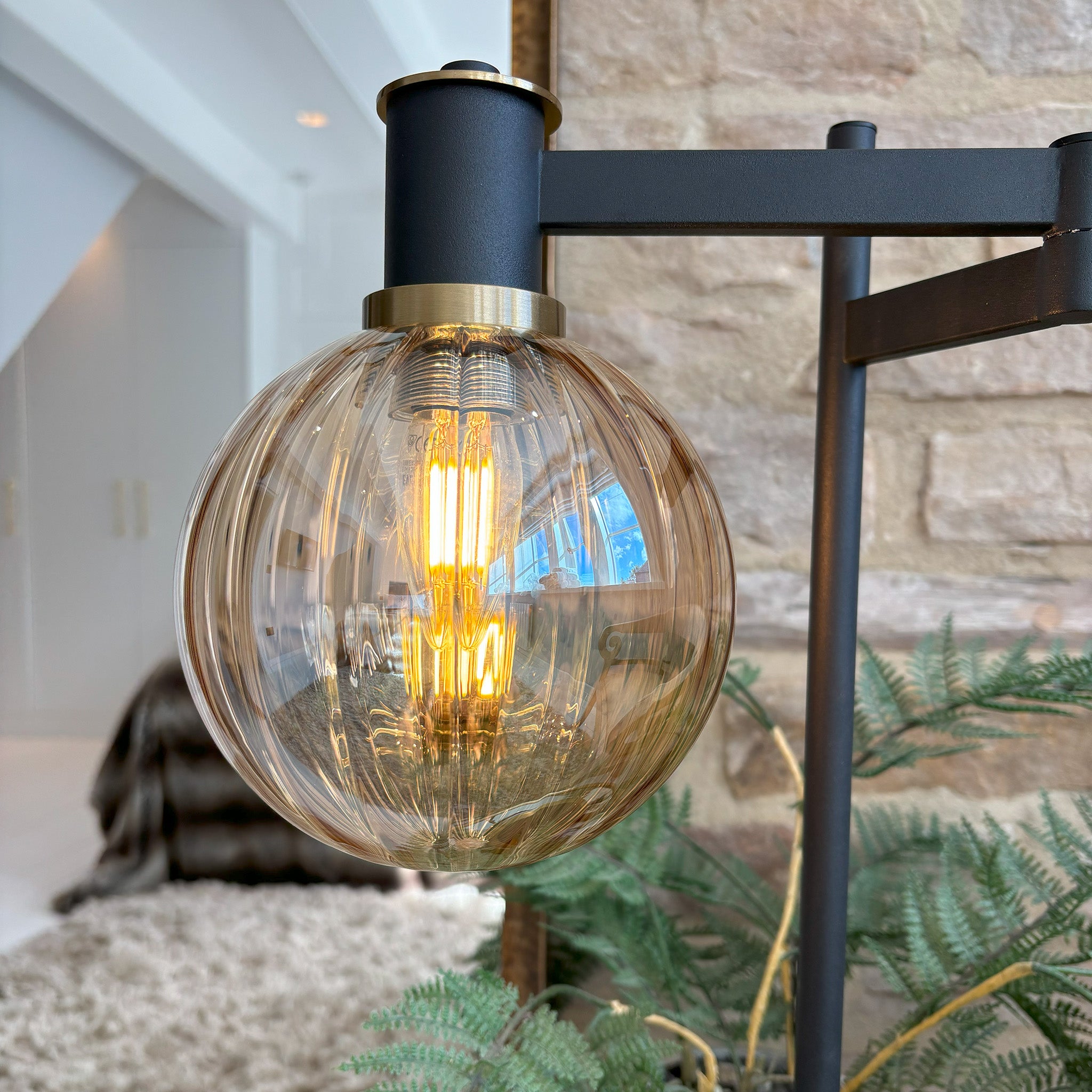 Adjustable Swing Arm Table Lamp with Glass Shade